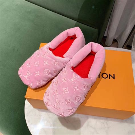 louis vuitton slippers pink fluffy|Louis Vuitton flat mule slippers.